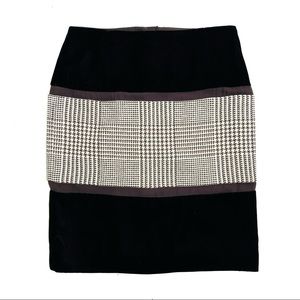 Etcetera Black Velvet and Glen Plaid Pencil Skirt Size 4